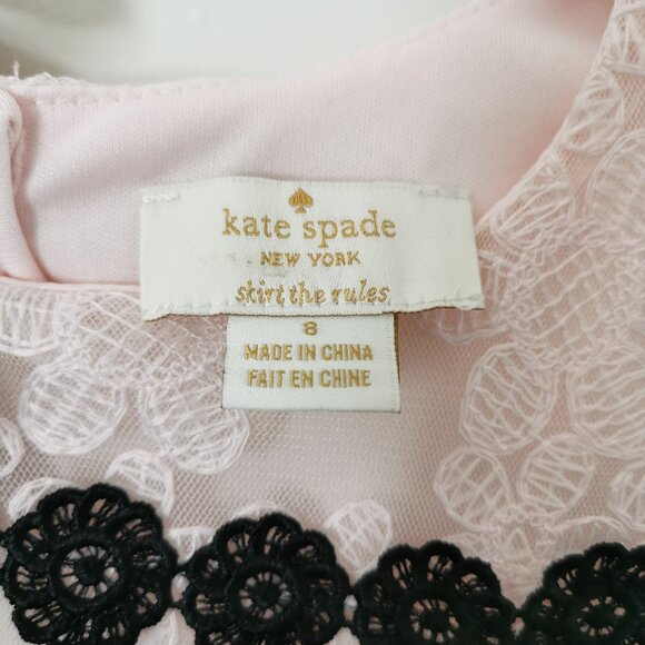 Kate Spade Pink and Black Lace Dress - Girls Size 8 - Picture 4 of 5